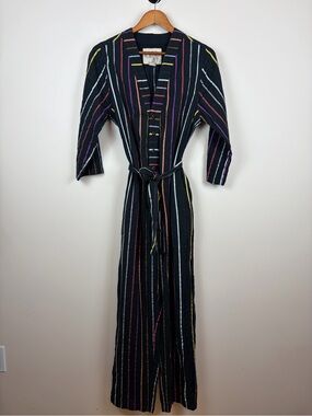 Ace & Jig V-Neck Long-Sleeve Belted Jumpsuit in Scorpio Fabric